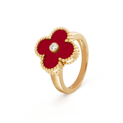 Van Cleef & Arpels VCARD40800 Vintage Alhambra ring Yellow gold Carnelian Diamond ring 1
