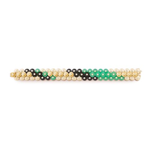 Van Cleef & Arpels VCARO6W300 Bouton d’or bracelet Yellow gold Chrysoprase Diamond Onyx bracelet 5