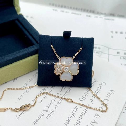Van Cleef & Arpels Cosmos clip VCARO5BV00-YG pendant medium model Yellow gold Diamond Mother-of-pearl Necklace 5