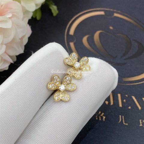 Van Cleef & Arpels VCARP24200 Frivole earrings mini model Yellow gold Diamond earrings 2