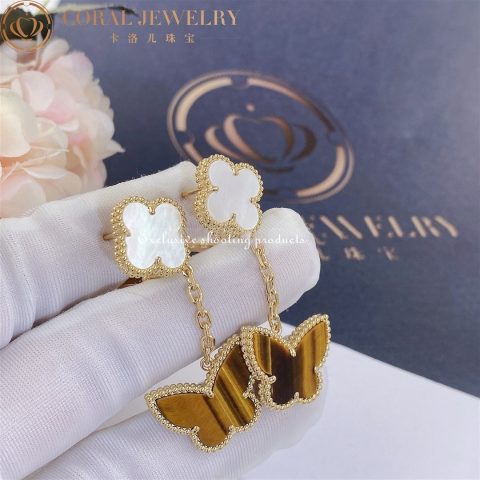 Van Cleef & Arpels VCARD79800 Lucky Alhambra earrings 2 motifs White gold Mother-of-pearl Turquoise earrings 2