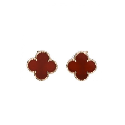 Van Cleef & Arpels VCARD40400 Vintage Alhambra Earrings Yellow Gold Carnelian 2