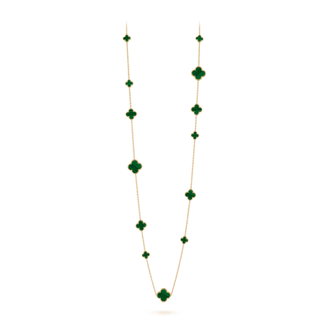 Van Cleef & Arpels VCARO2AF00 Magic Alhambra long necklace 16 motifs Yellow gold Malachite necklace 1