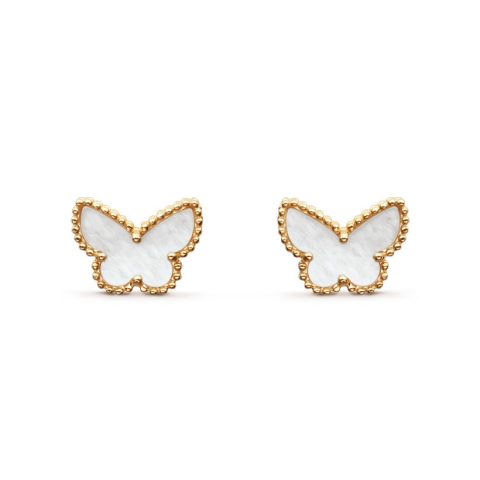 Van Cleef & Arpels VCARN5JM00 Sweet Alhambra Butterfly Earstuds Yellow Gold Mother-of-pearl Earrings 1