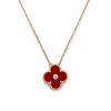 Van Cleef & Arpels Vintage Alhambra 2011 Holiday Diamond Pendant Necklace in Carnelian 18k Pink Gold Necklace 1