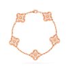 Van Cleef & Arpels VCARA41400 Vintage Alhambra bracelet 5 motifs rose gold Diamond bracelet 2 Van Cleef & Arpels VCARA41400 Vintage Alhambra bracelet 5 motifs rose gold Diamond bracelet 1