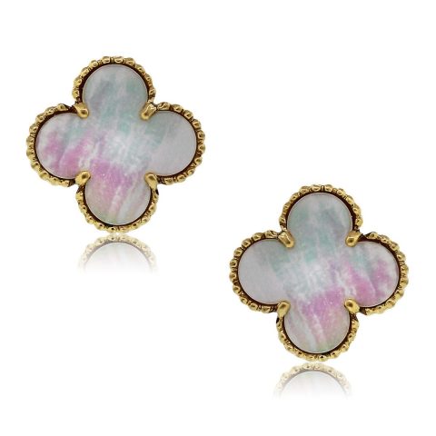 Van Cleef & Arpels VCARD40400 Vintage Alhambra Earrings Yellow Gold Grey Mother of Pearl 2