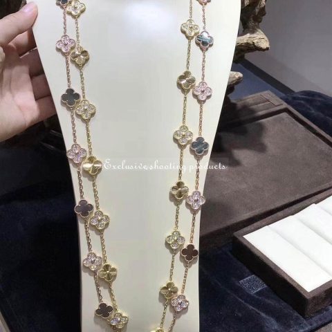 Van Cleef & Arpels VCARP4KM00 necklace Vintage Alhambra long necklace 20 motifs White gold Diamond necklace 10