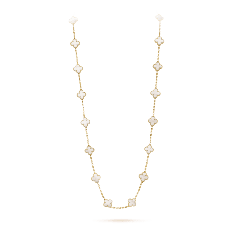 Van Cleef & Arpels VCARA42100 necklace Vintage Alhambra long 20 motifs Yellow gold Mother-of-pearl necklace 1