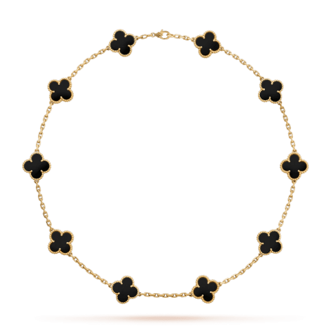 Van Cleef & Arpels VCARA42700 Necklace Vintage Alhambra 10 Motifs 18k Yellow Gold Onyx Necklace 1