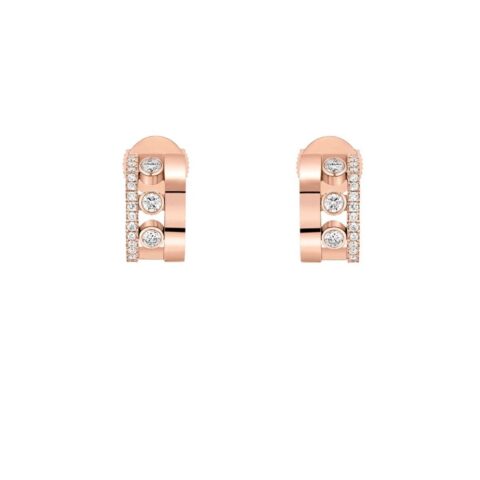 Messika Move Romane Mini Hoops Rose Gold Earrings 07178-PG with Diamonds