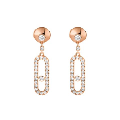 Messika Move Uno Stud Rose Gold Earrings 05631-PG with Diamonds Move Uno Stud