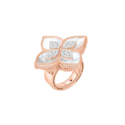 Princess Flower Rose Gold And White Gold Ring 67