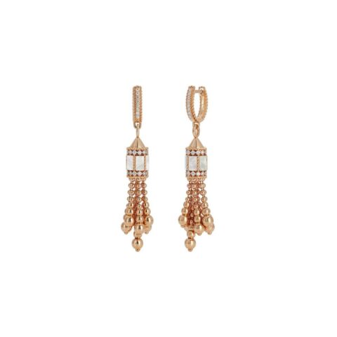 Roberto Coin Art Deco Rose Gold Earrings With Mother Of Pearl And Diamonds 11