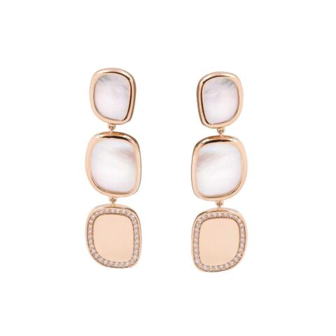 Roberto Coin Black Jade Rose Gold Earrings With Mother Of Pearl And Diamonds 88