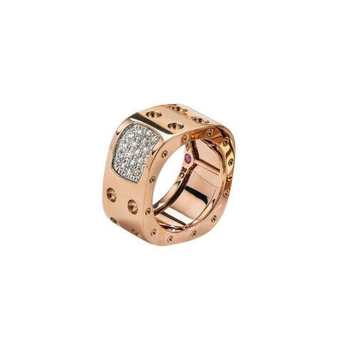 Roberto Coin Pois Moi Rose And White Gold Ring With Diamonds 12