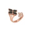 Roberto Coin Princess Flower Rose Gold Ring With White And Black Diamonds 68