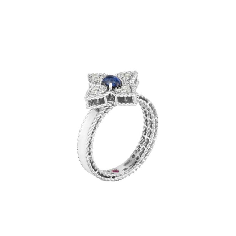 Roberto Coin Princess Flower White Gold Ring With Tanzanite And Diamonds 67