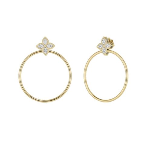 Roberto Coin Princess Flower Yellow Gold Earrings With Diamonds 35