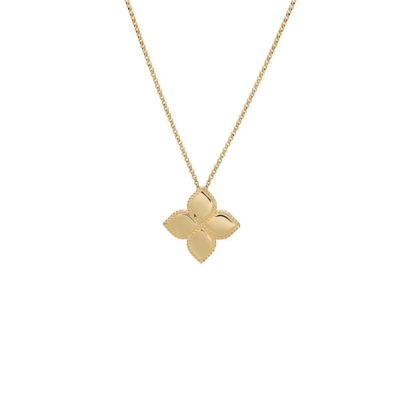 Roberto Coin Princess Flower Yellow Gold Necklace 22