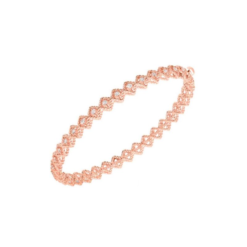 Roberto Coin Roman Barocco Rose Gold Bangle With Diamonds 12