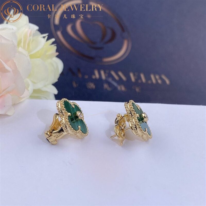Van Cleef Arpels Vintage Alhambra Limited Edition Malachite Earrings CORAL 28