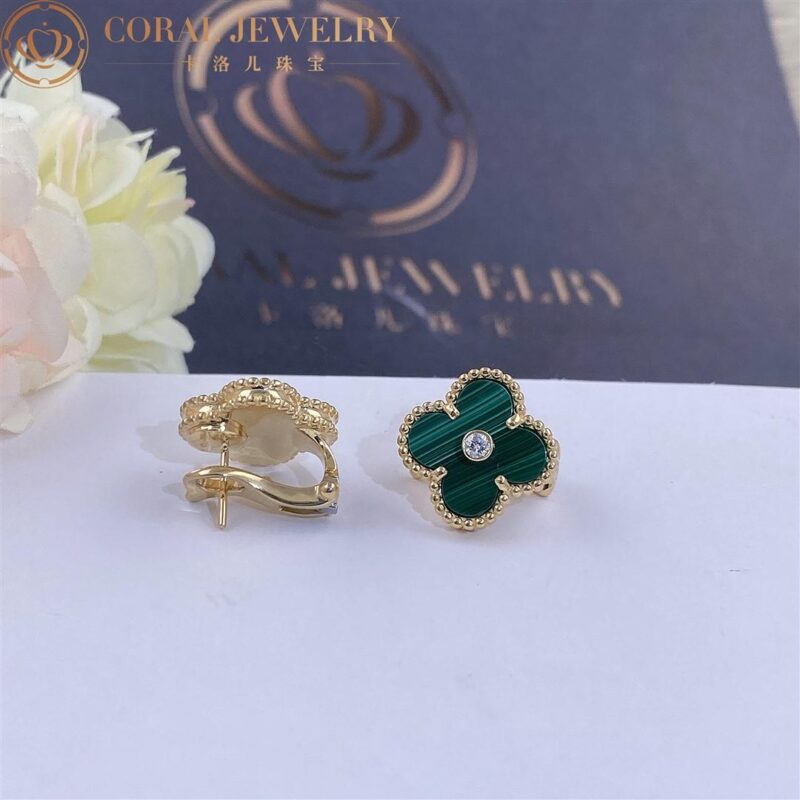Van Cleef Arpels Vintage Alhambra Limited Edition Malachite Earrings CORAL 38