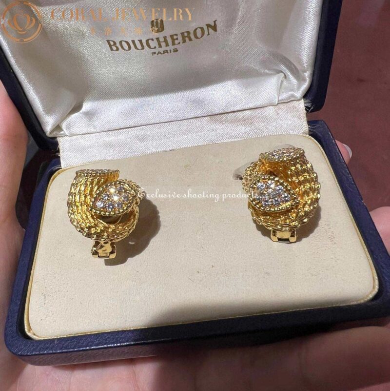 Boucheron Serpent Boheme Diamond Earrings In 18k Gold Coral 33