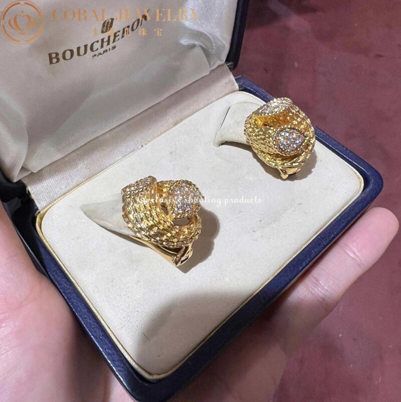 Boucheron Serpent Boheme Diamond Earrings In 18k Gold Coral 44