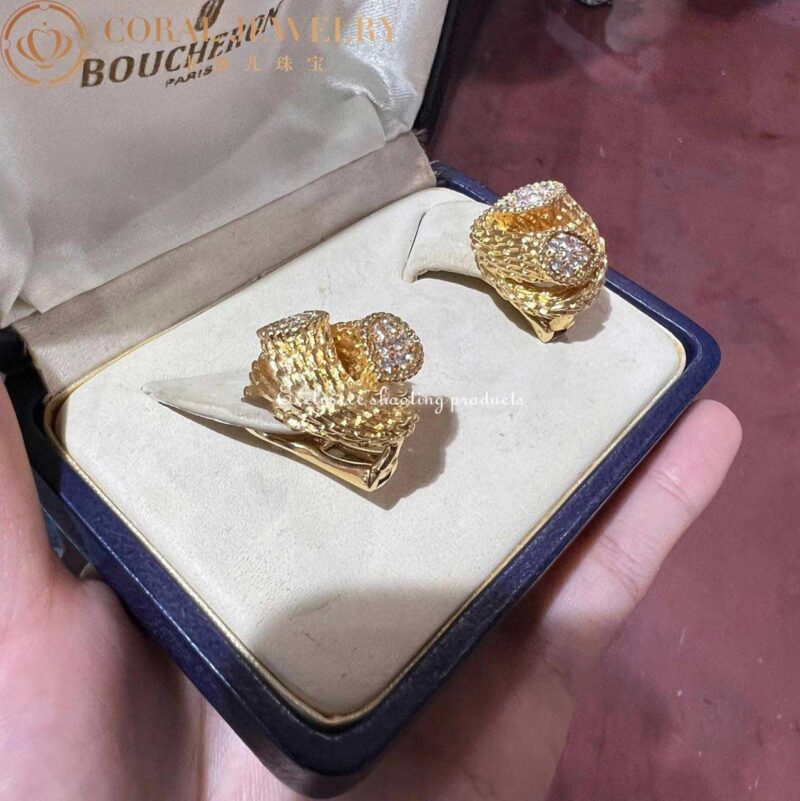 Boucheron Serpent Boheme Diamond Earrings In 18k Gold Coral 55