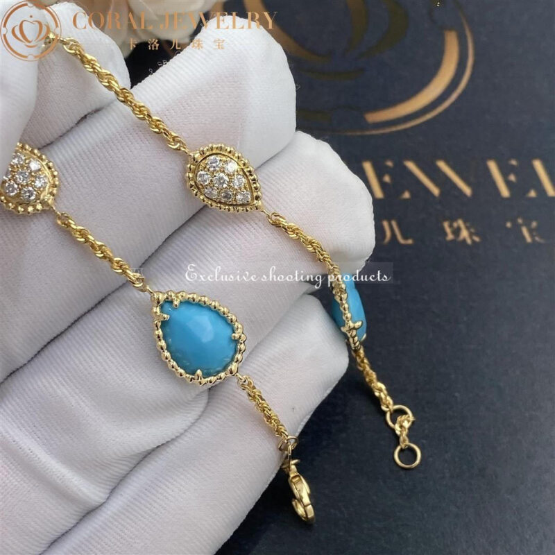 Boucheron Serpent Boheme Yellow Gold Turquoise Diamond Bracelet Jbt00782 Coral 28