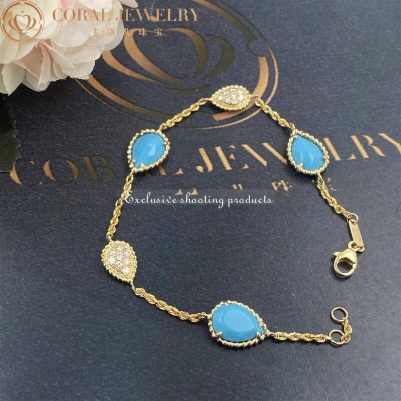 Boucheron Serpent Boheme Yellow Gold Turquoise Diamond Bracelet Jbt00782 Coral 68