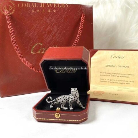 Cartier Panthère De Cartier Brooch H5000026, White Gold, Emeralds, Onyx, Diamonds 8