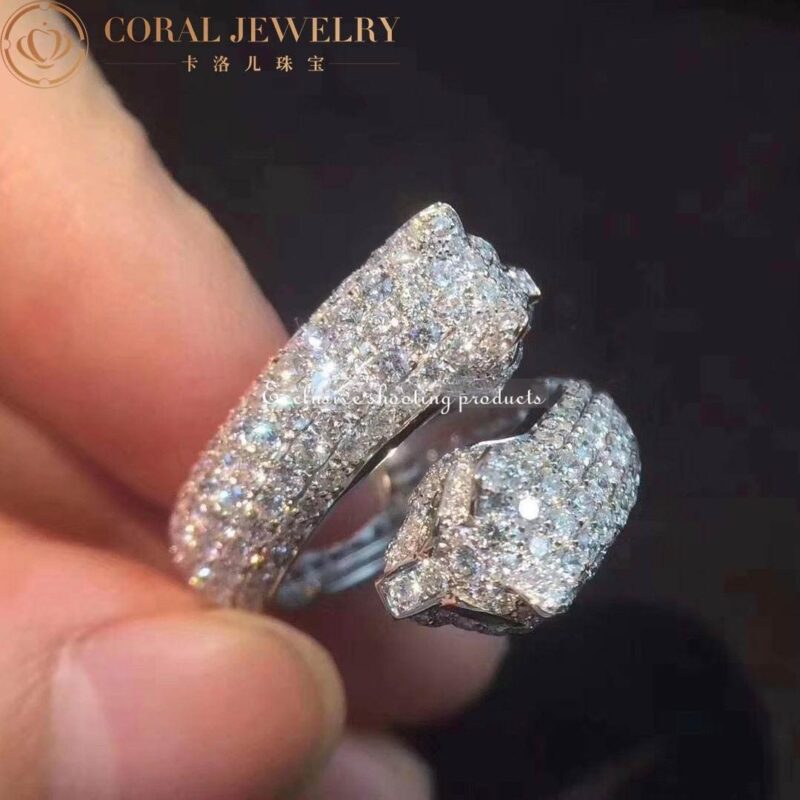 Cartier Panthère De Cartier, Lakarda Double Panthere Head Paved Diamond Ring 6