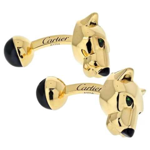 Cartier Panthere De Cartier Heads Mens Cuff Links Coral 18
