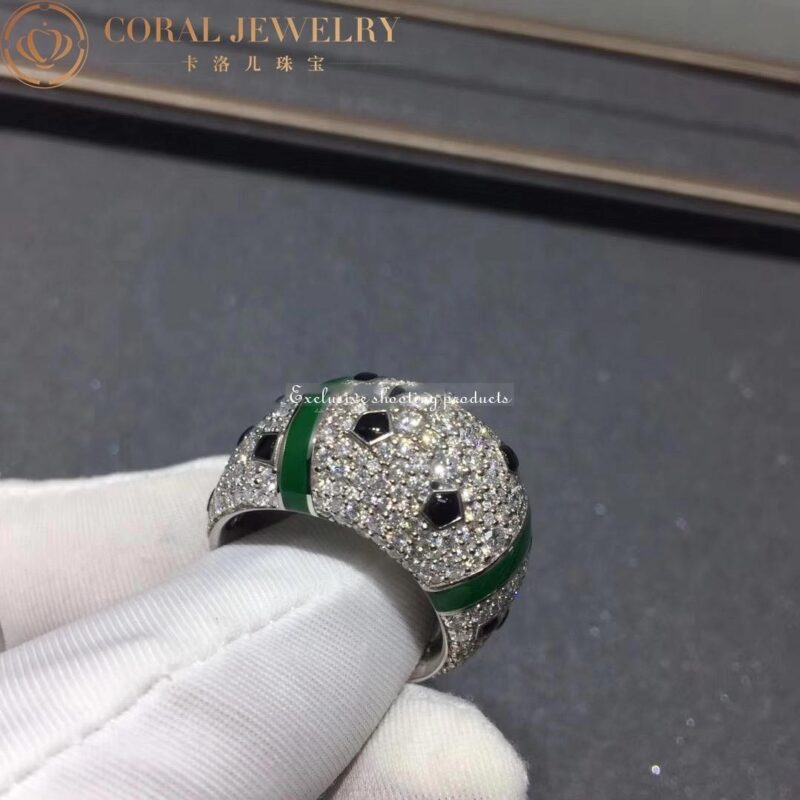 Cartier Panthère de Cartier Ring H4275900, White Gold Chrysoprases Onyx Diamonds 5