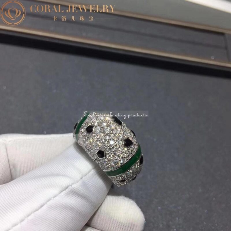 Cartier Panthère de Cartier Ring H4275900, White Gold Chrysoprases Onyx Diamonds 4