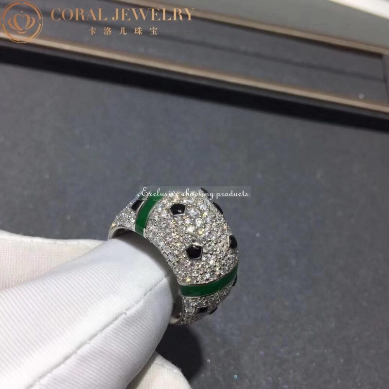 Cartier Panthère de Cartier Ring H4275900, White Gold Chrysoprases Onyx Diamonds 2