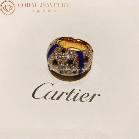 Cartier Panthère de Cartier Ring H4331900, Yellow Gold, Diamonds, Emeralds, Lapis Lazuli, Onyx 5