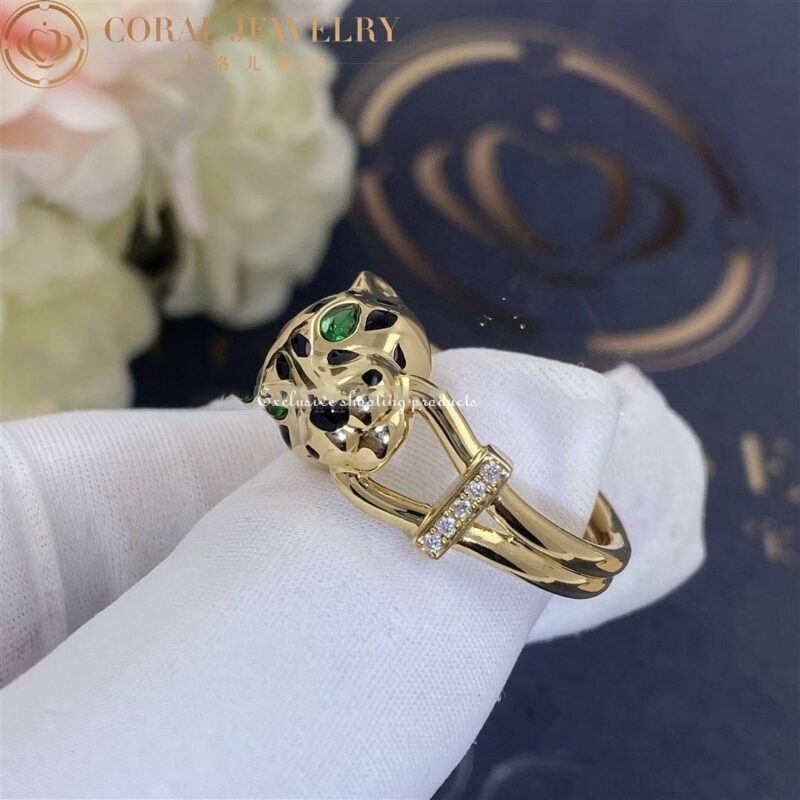 Cartier Panthère De Cartier Ring B4096700, Yellow Gold, Tsavorite, Onyx 7