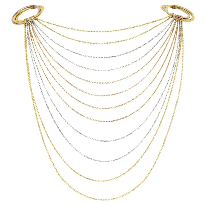 Cartier Trinity Strand Necklace 18k Tri Colored Rose Yellow White Gold-1