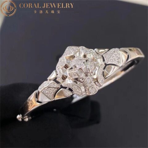Chanel Sous Le Signe Du Lion Bracelet 18k White Gold Diamonds J10827 Coral 18