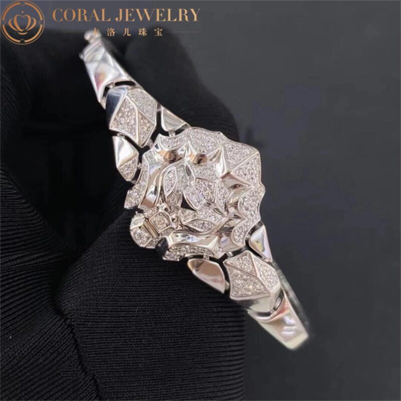 Chanel Sous Le Signe Du Lion Bracelet 18k White Gold Diamonds J10827 Coral 38