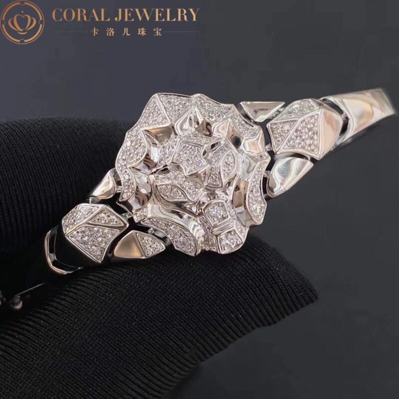 Chanel Sous Le Signe Du Lion Bracelet 18k White Gold Diamonds J10827 Coral 78
