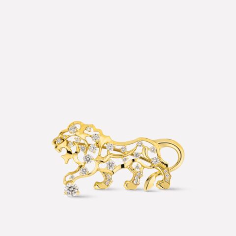 Chanel Sous Le Signe Du Lion Brooch 18k Yellow Gold Diamonds J11811 coral
