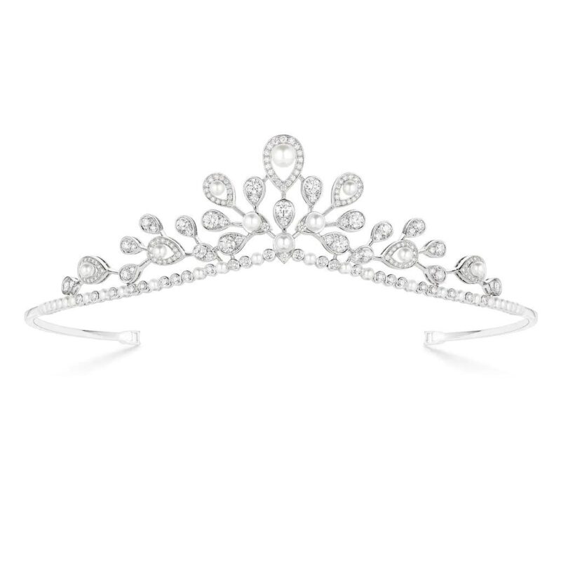 Chaumet Josephine Aigrette Imperiale Tiara White Gold Pearls Diamonds 083597 co