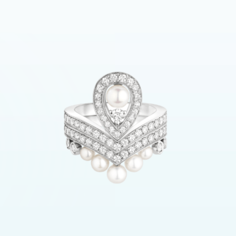 Chaumet Joséphine Aigrette Ring 083289-083292 White Gold, Pearls, Diamonds Combination Rings1