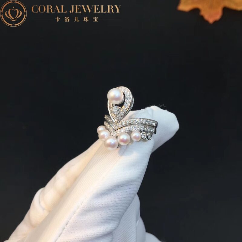 Chaumet Joséphine Aigrette Ring 083289-083292 White Gold, Pearls, Diamonds Combination Rings6