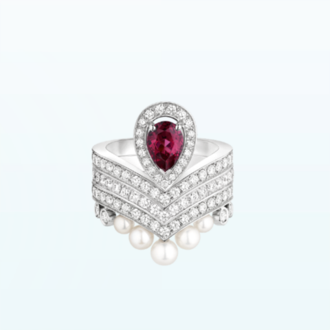 Chaumet Joséphine Aigrette Ring White Gold 083340-083590-083292, Rhodolite Garnet, Diamonds Combination Rings1