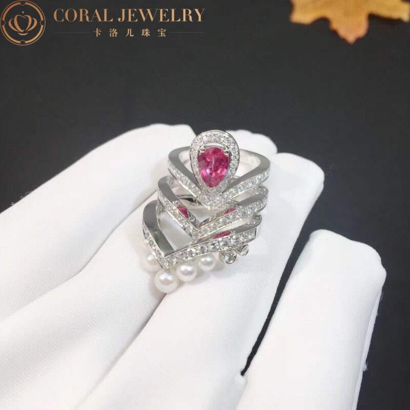 Chaumet Joséphine Aigrette Ring White Gold 083340-083590-083292, Rhodolite Garnet, Diamonds Combination Rings5